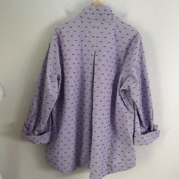 Appleseeds Woman Plus 2X Long Sleeve Button Up Shirt Wired Collar Pocket Top - Picture 11 of 13